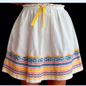 Zara girls off white embroidered boho skirt